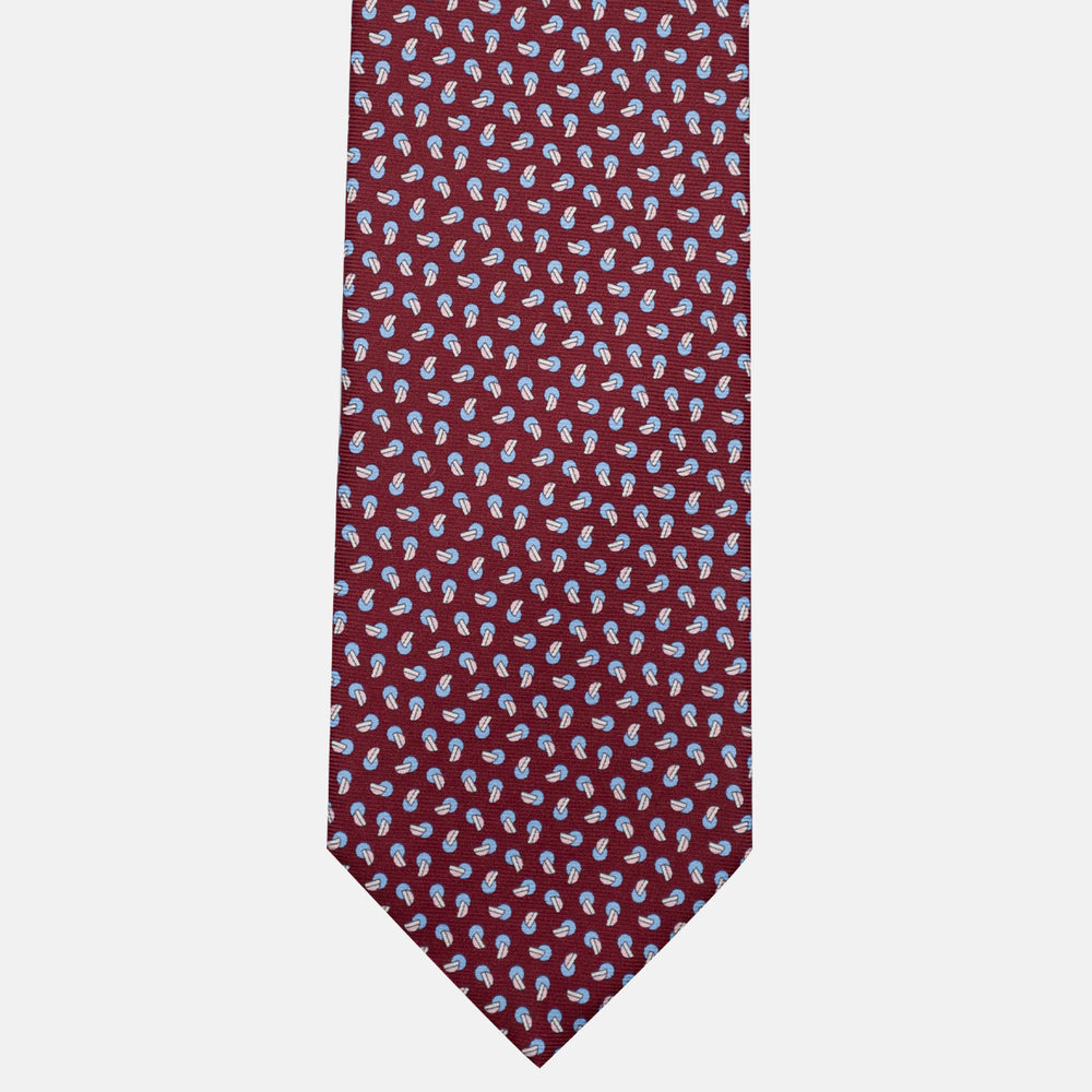 3-Fold Silk Tie, Micro Pattern, Bordeaux - JA056129-7
