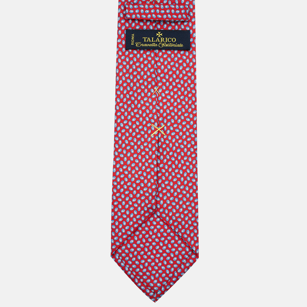 3-Fold Silk Tie, Micro Pattern, Light Blue Red - JA056126-7