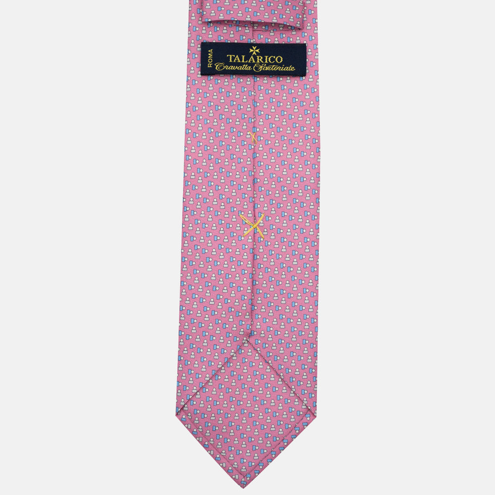Cravatta 3 pieghe in Seta, Micro Fantasia, Rosa - JC057248-7