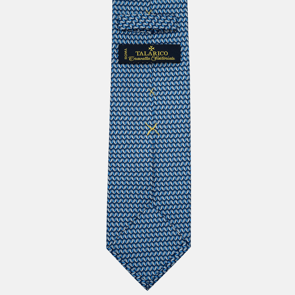 3-Fold Silk Tie, Geometric Pattern, Light Blue - JA056675-7