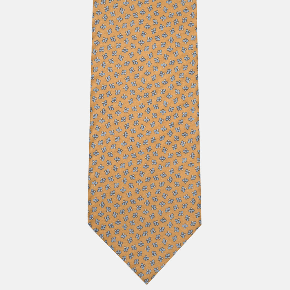 3-Fold Silk Tie, Bee Pattern, Ochre - JA057246-7