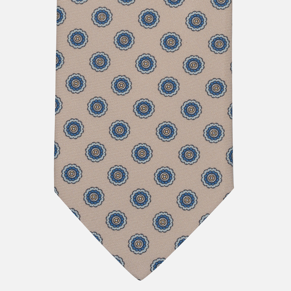 1999 Collection Tie in Heavy Silk Blue Geometric Pattern