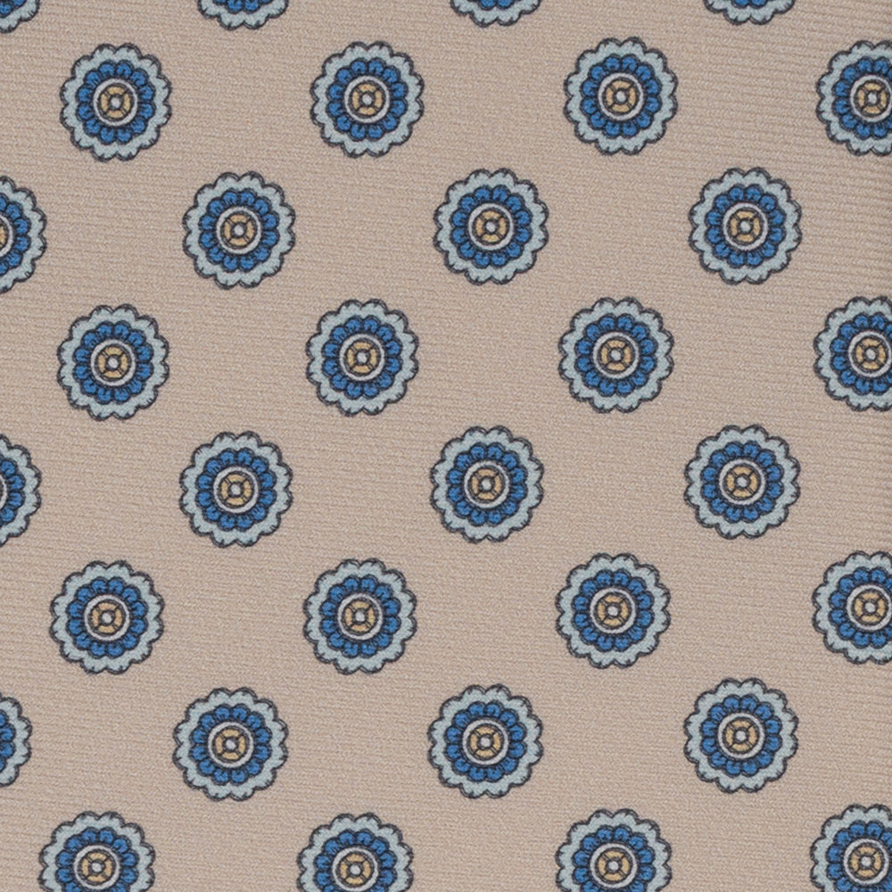 1999 Collection Tie in Heavy Silk Blue Geometric Pattern