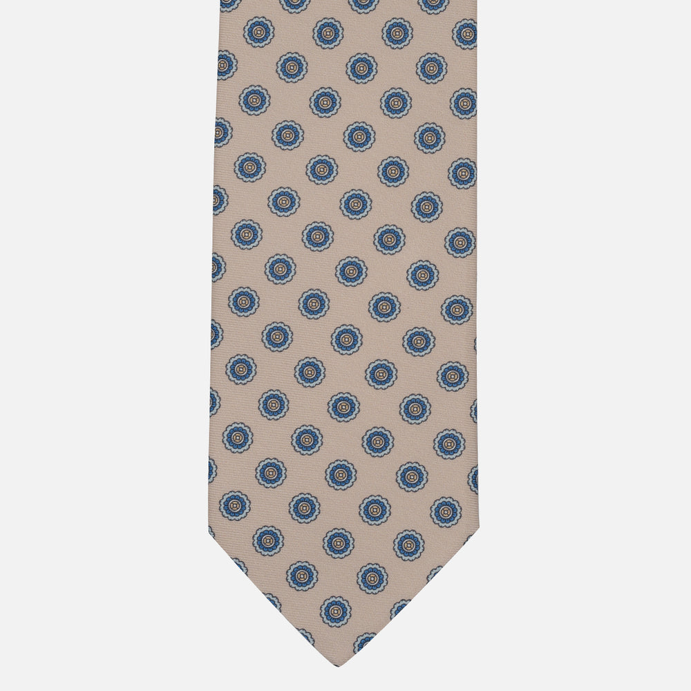 1999 Collection Tie in Heavy Silk Blue Geometric Pattern
