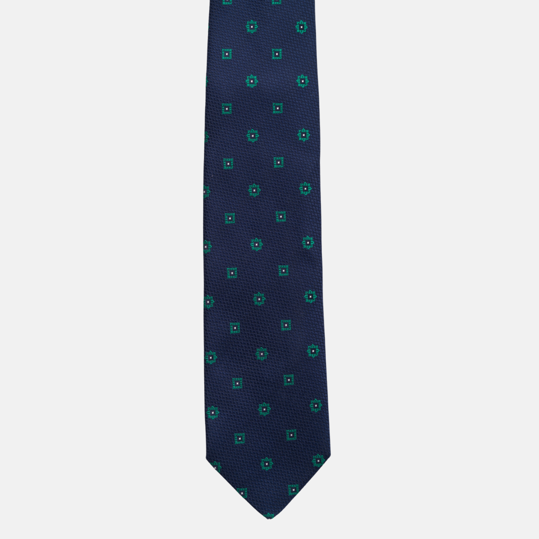 Cravatta Collezione 1999 in Seta Pesante Blu Fantasia Fiori