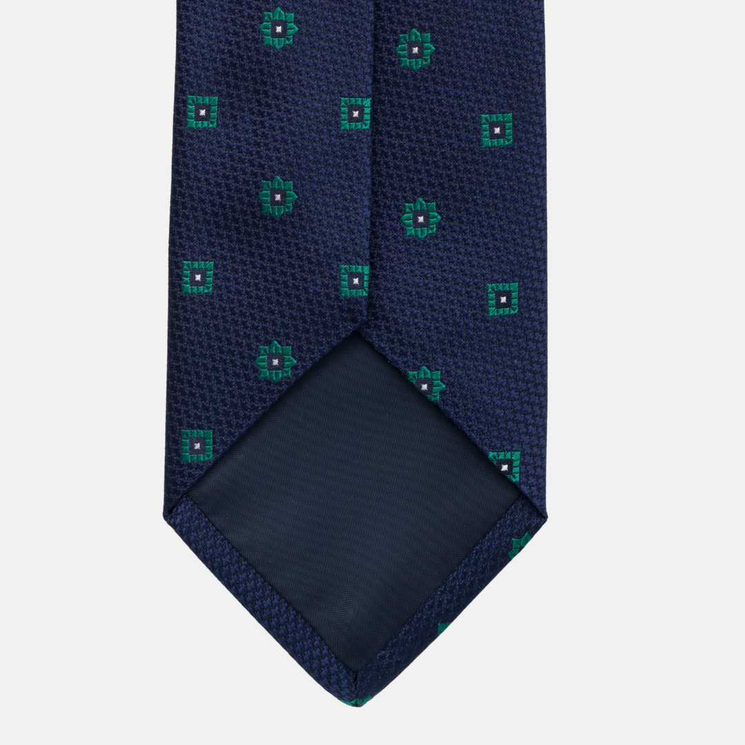 Cravatta Collezione 1999 in Seta Pesante Blu Fantasia Fiori