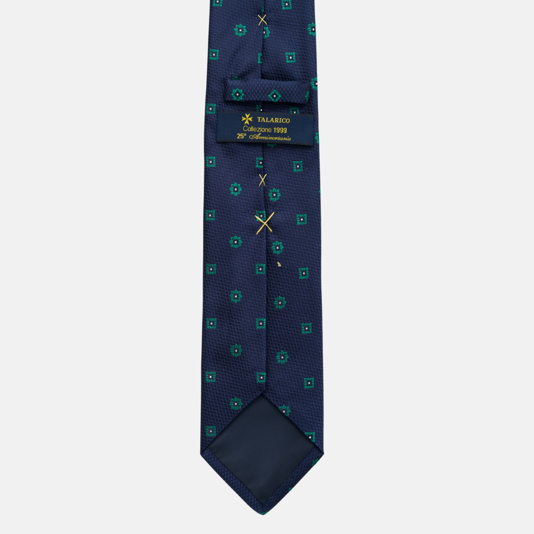 Cravatta Collezione 1999 in Seta Pesante Blu Fantasia Fiori