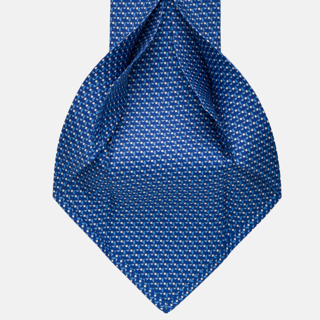 5-fold silk tie Blue pattern