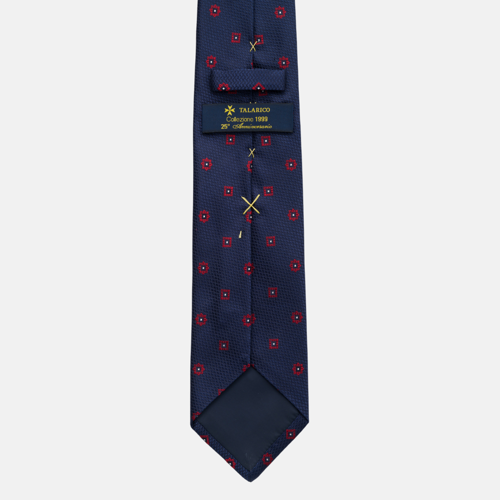 Cravatta Collezione 1999 in Seta Pesante Blu Fantasia Fiori