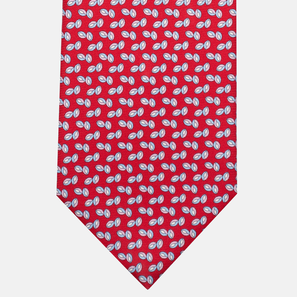 3-Fold Silk Tie, Micro Pattern, Red - JA056336-8