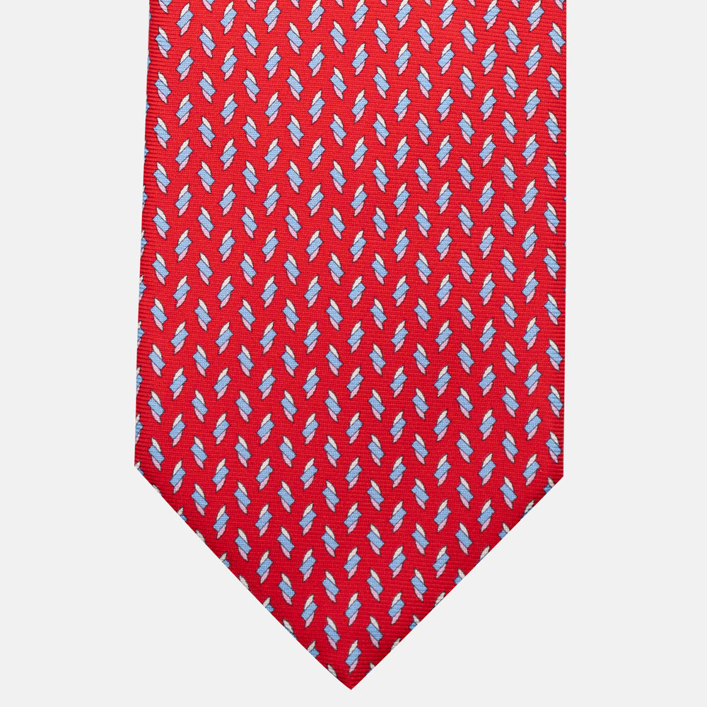 3-Fold Silk Tie, Micro Pattern, Red - JC055938-8
