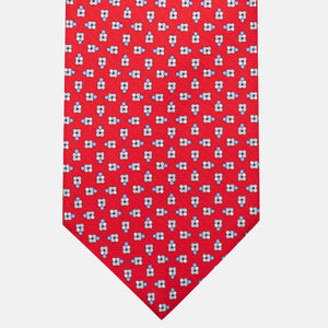 3-Fold Silk Tie, Floral Pattern, Red - JA057247-8