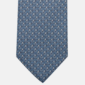 3-Fold Silk Tie, Chain Pattern, Grey - JA057083-8
