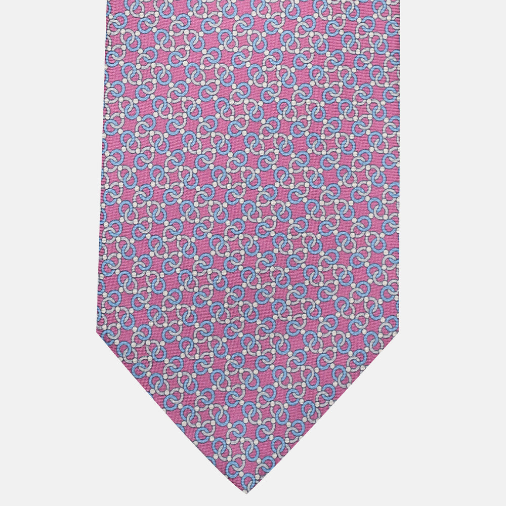 3-Fold Silk Tie, Chain Pattern, Pink - JA055937-8