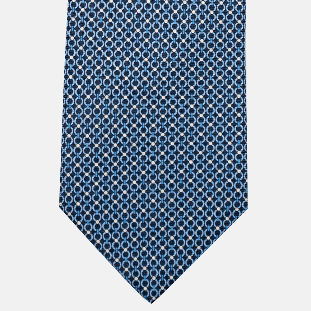 3-Fold Silk Tie, Chain Pattern, Light Blue - JA056672-8