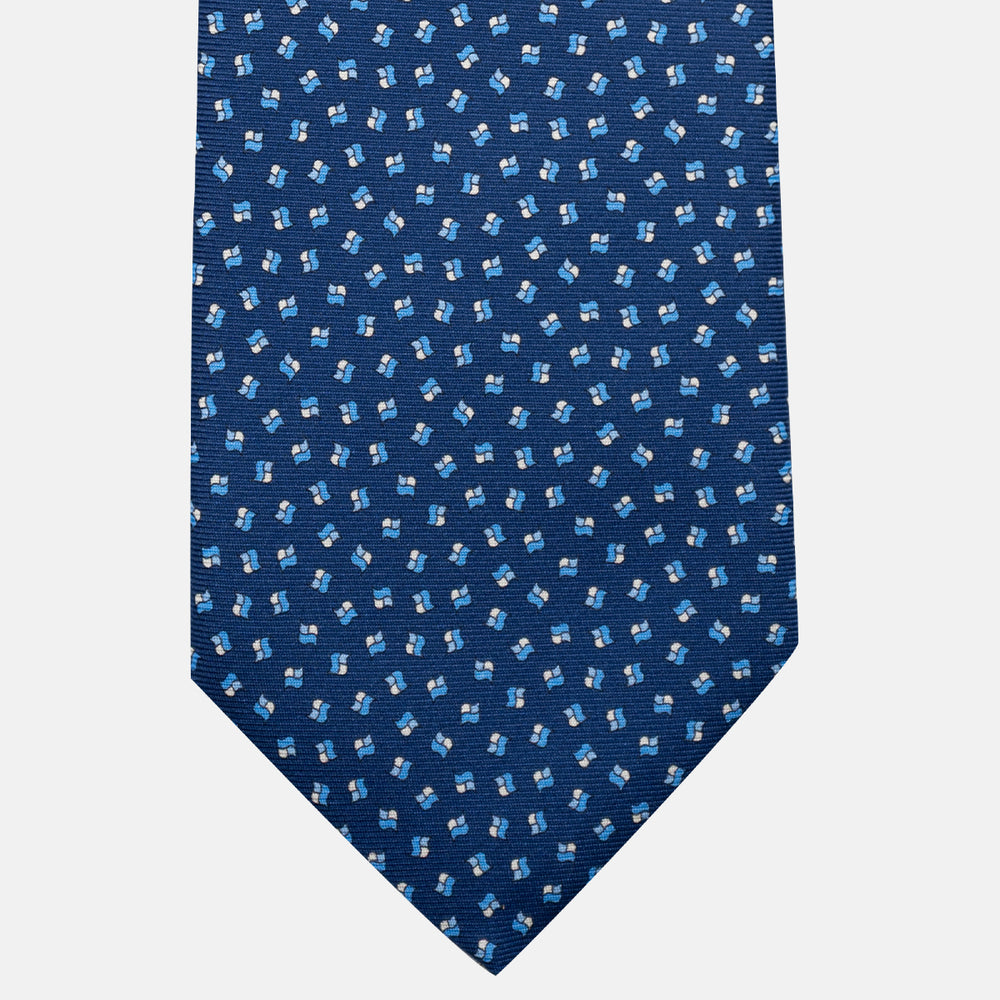 3-Fold Silk Tie, Micro Pattern, Light Blue - JA056667-8