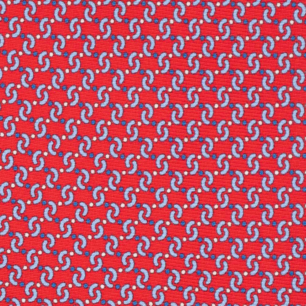 3-Fold Silk Tie, Geometric Pattern, Red - JA056669-8