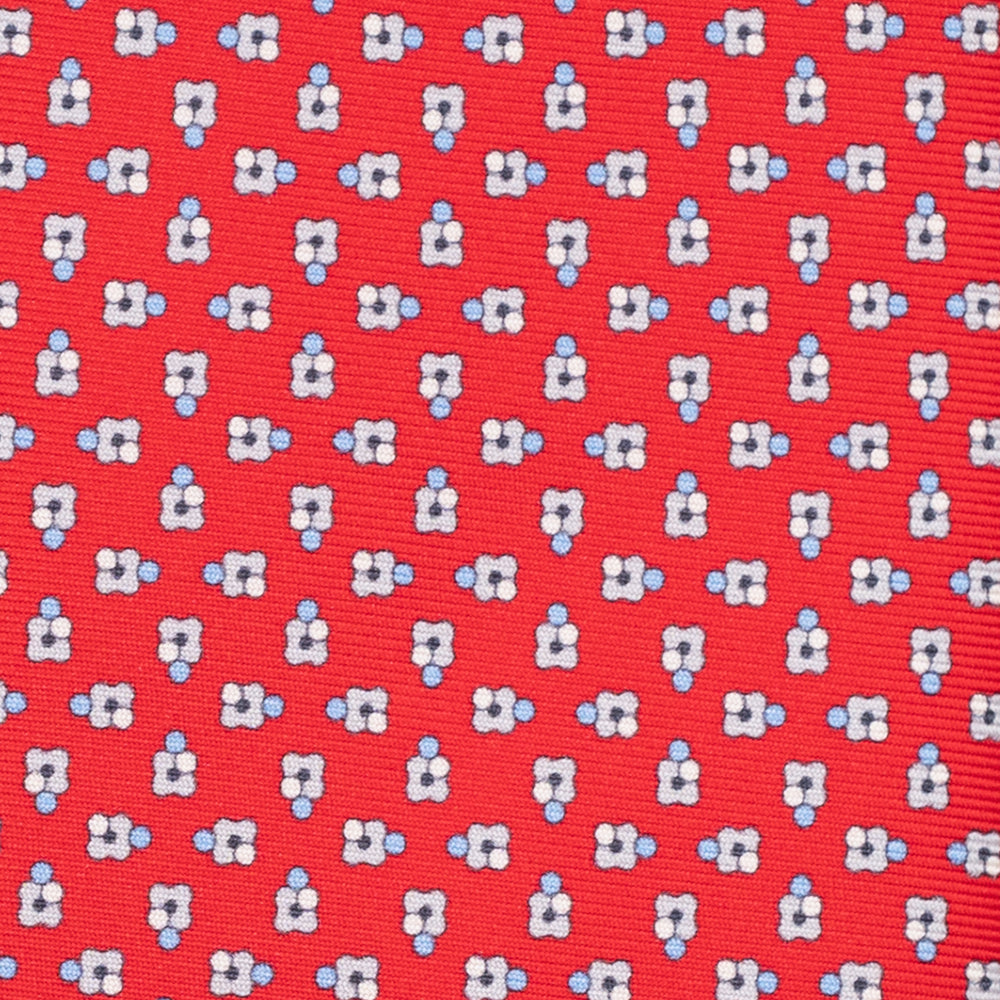 3-Fold Silk Tie, Floral Pattern, Red - JA057247-8