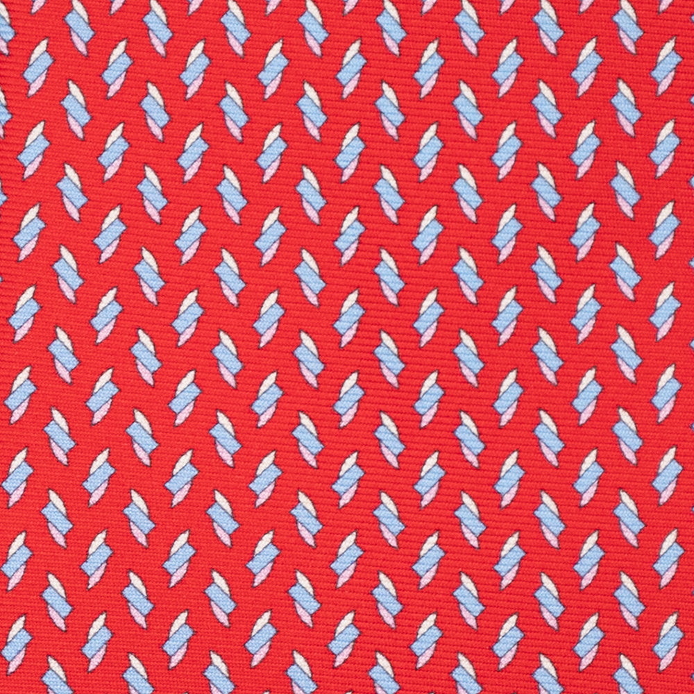 3-Fold Silk Tie, Micro Pattern, Red - JC055938-8