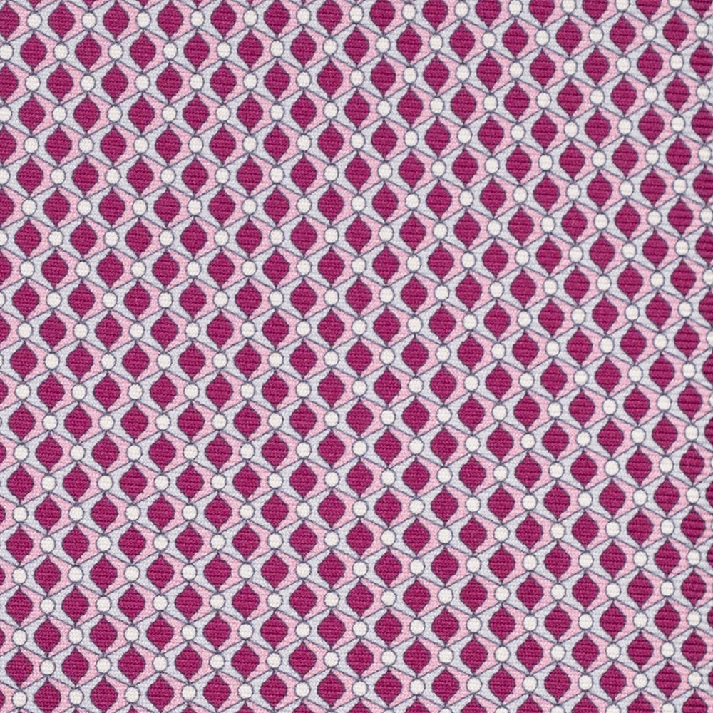 Cravatta 3 pieghe in Seta, Fantasia Geometrica, Magenta - JC056340-8