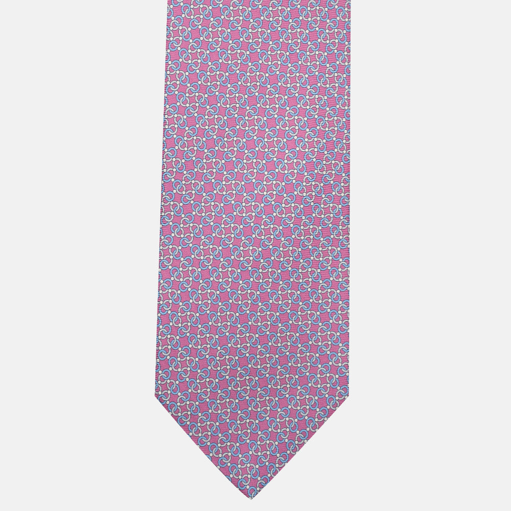 3-Fold Silk Tie, Chain Pattern, Pink - JA055937-8