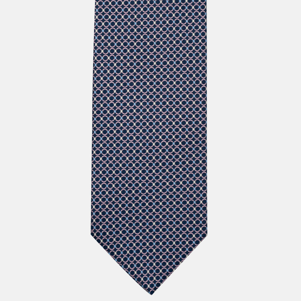3-Fold Silk Tie, Chain Pattern, Blue Pink - JA057080-8