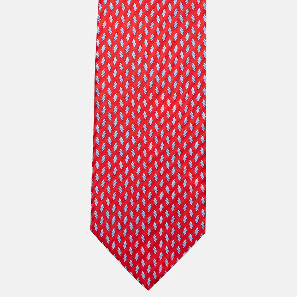 3-Fold Silk Tie, Micro Pattern, Red - JC055938-8