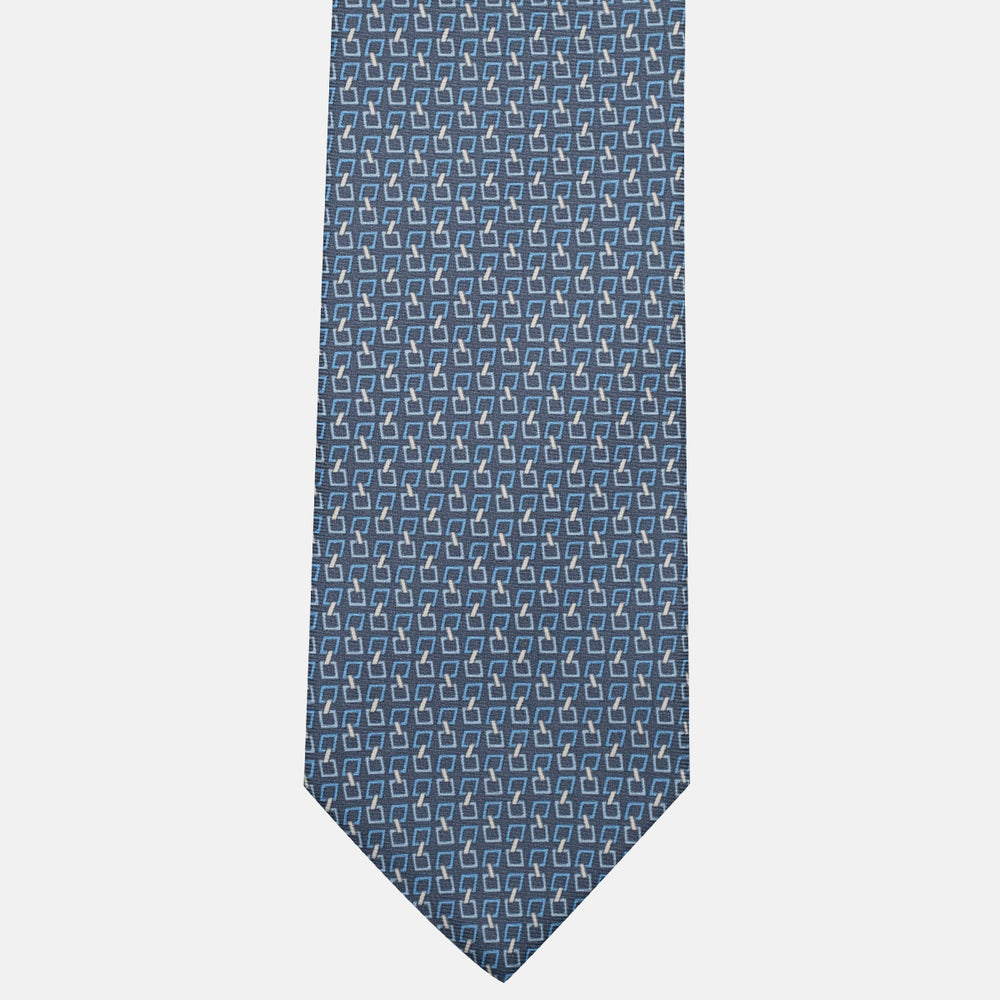 3-Fold Silk Tie, Chain Pattern, Grey - JA057083-8