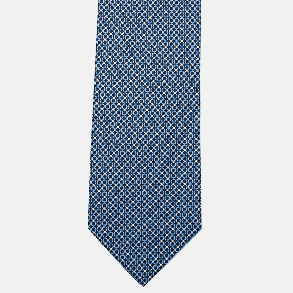 3-Fold Silk Tie, Chain Pattern, Light Blue - JA056672-8
