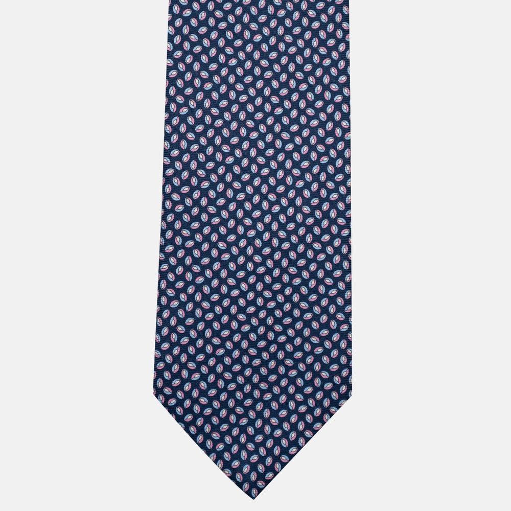 3-Fold Silk Tie, Micro Pattern, Blue Pink - JA056126-8