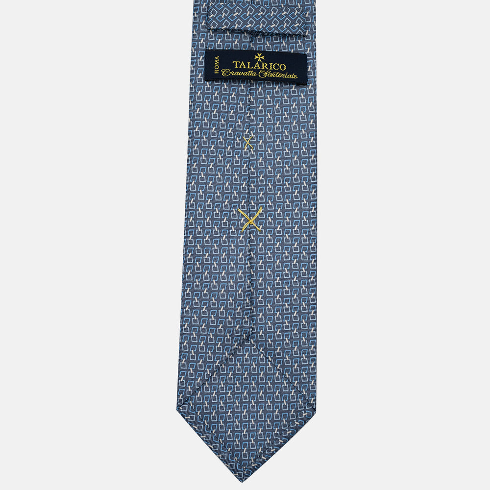 3-Fold Silk Tie, Chain Pattern, Grey - JA057083-8