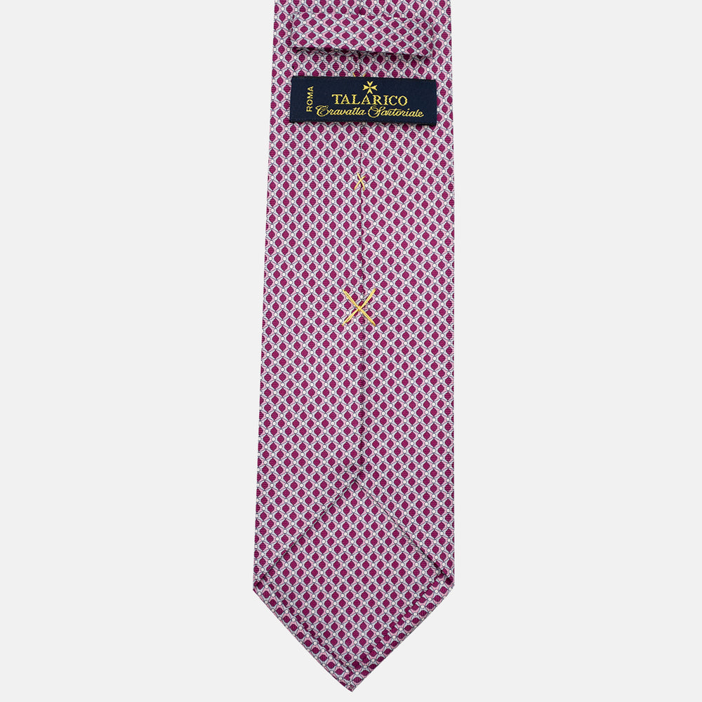 Cravatta 3 pieghe in Seta, Fantasia Geometrica, Magenta - JC056340-8