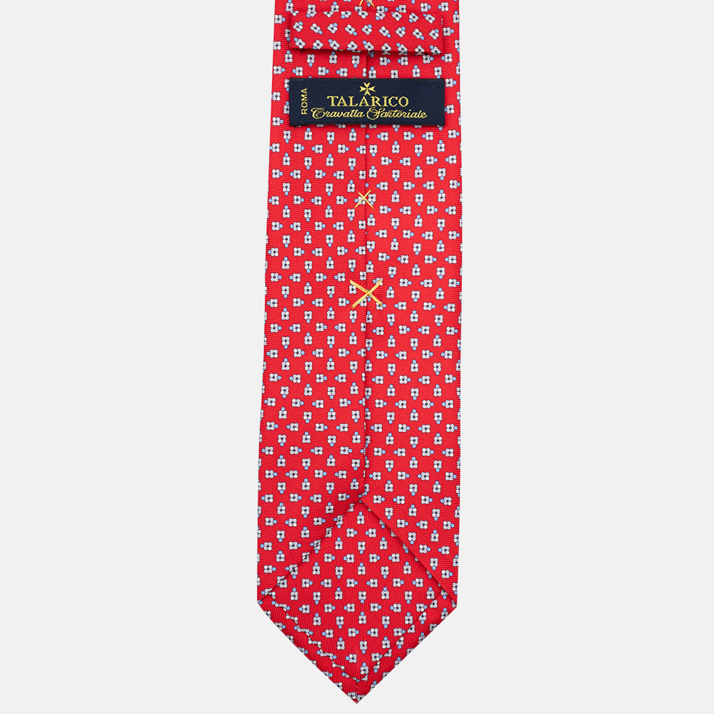3-Fold Silk Tie, Floral Pattern, Red - JA057247-8