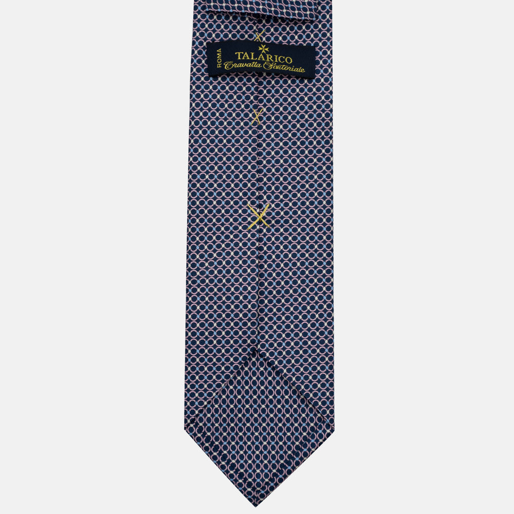 3-Fold Silk Tie, Chain Pattern, Blue Pink - JA057080-8