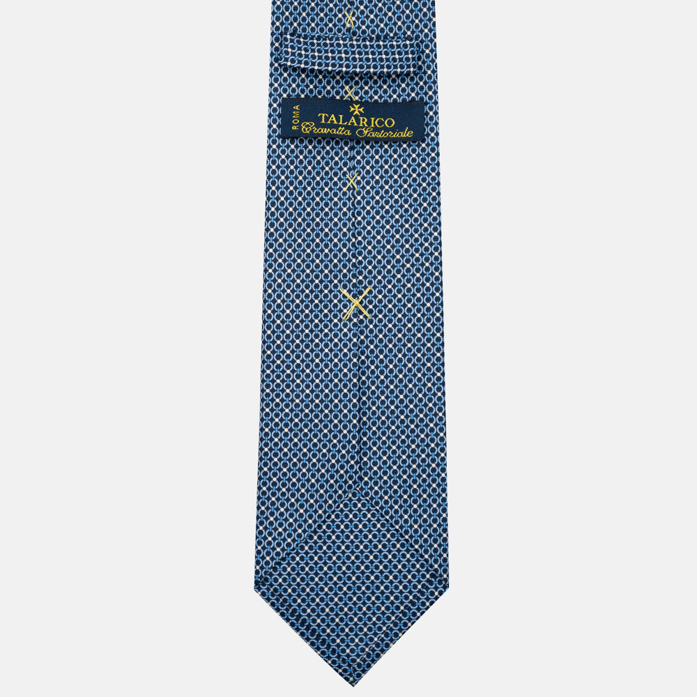 3-Fold Silk Tie, Chain Pattern, Light Blue - JA056672-8