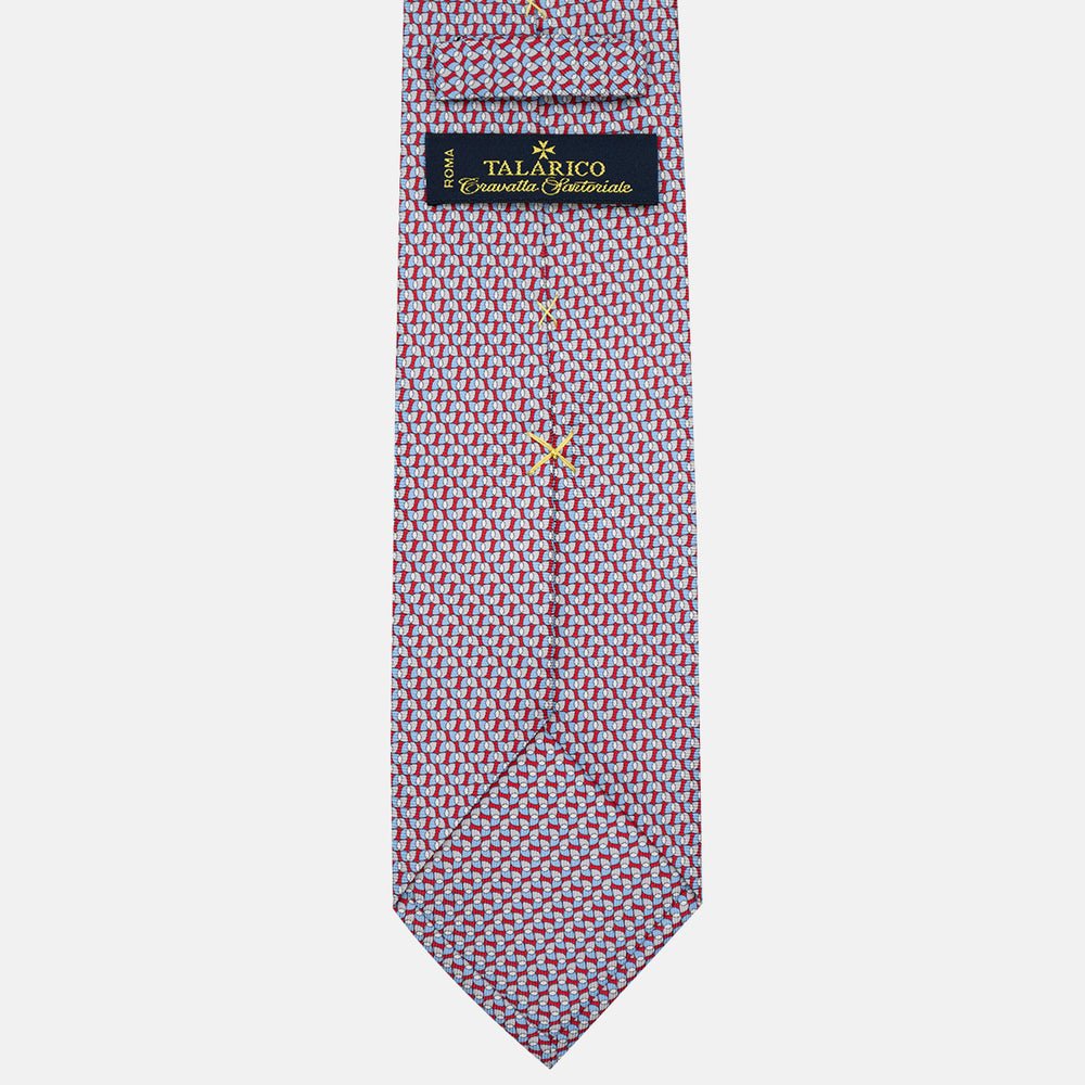 3-Fold Silk Tie, Geometric Pattern, Red - JA056123-8