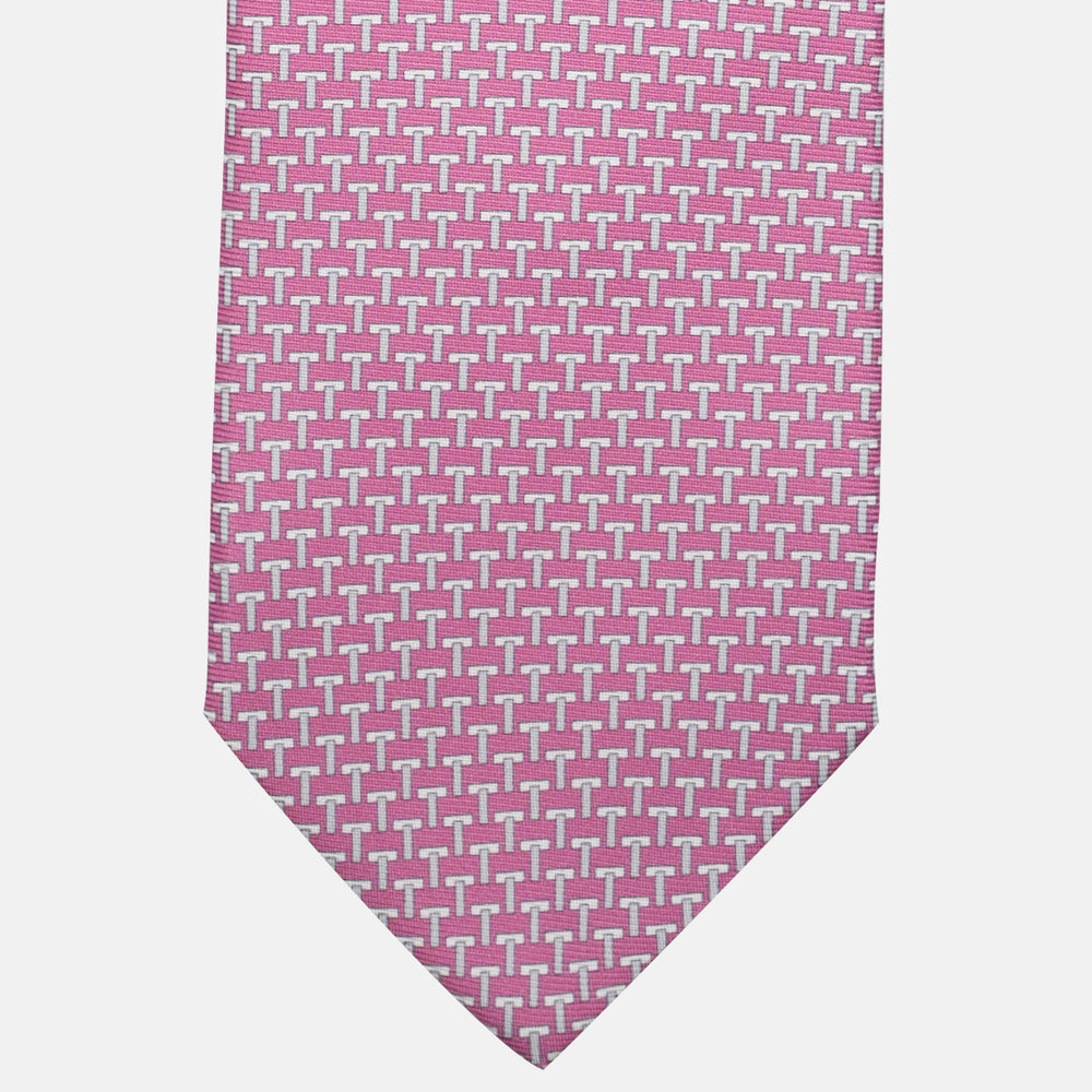 3-fold silk ties T Iconica Pink Grey