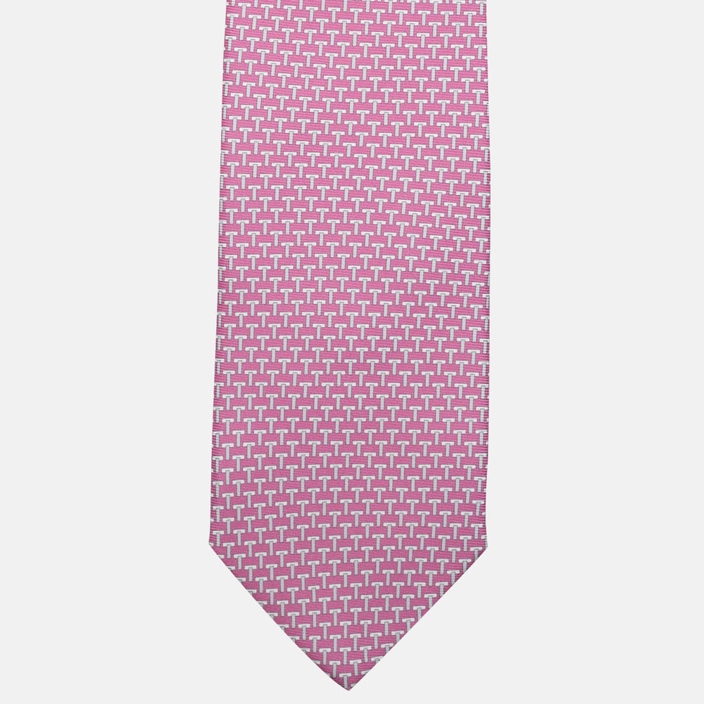3-fold silk ties T Iconica Pink Grey