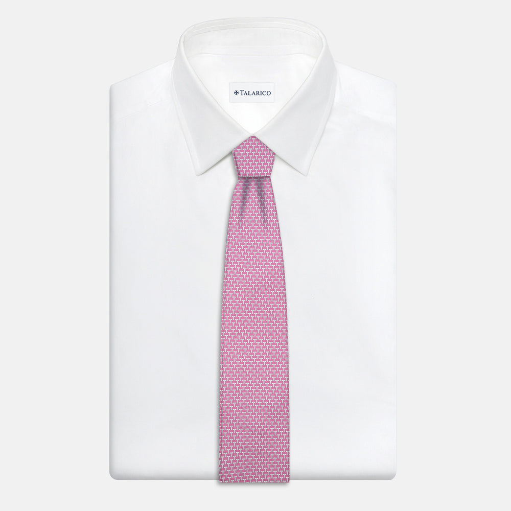 3-fold silk ties T Iconica Pink Grey