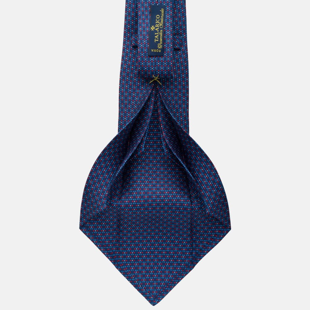 7-fold silk tie in Blue and Red Pattern-M43228
