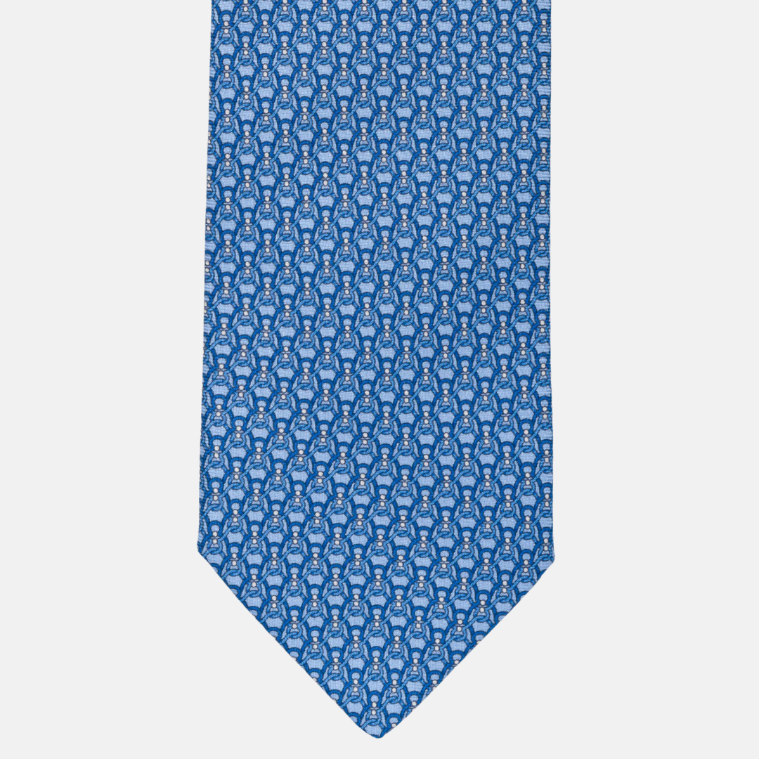 5-fold silk tie, light blue pattern