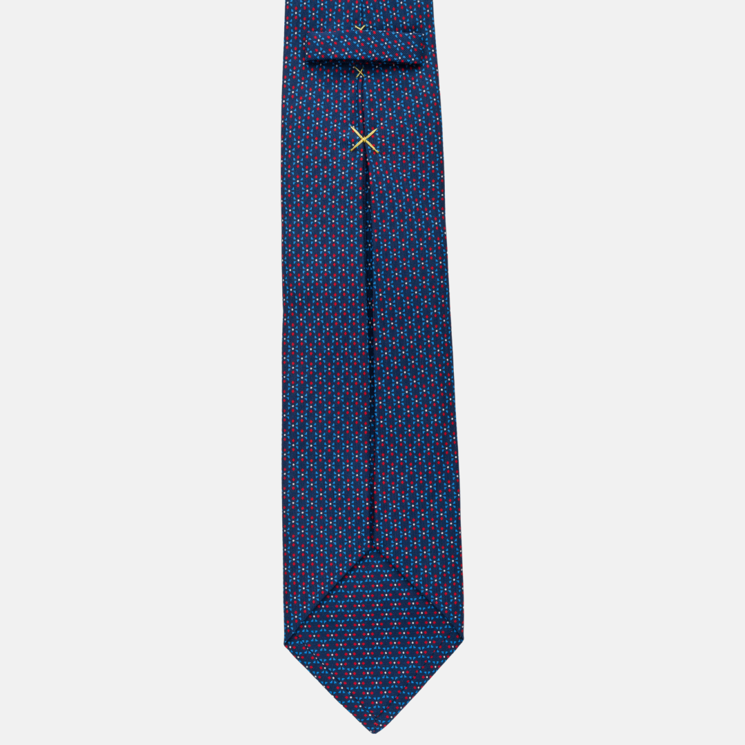 7-fold silk tie Fantasy Blue and Red