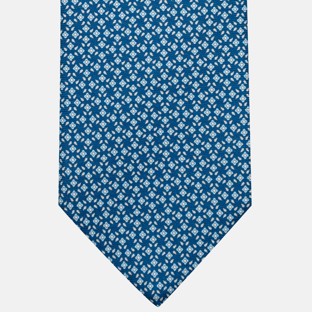 3-Fold Silk Tie, Floral Pattern, Light Blue - JA056130-9