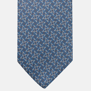 3-Fold Silk Tie, Chain Pattern, Grey - JA055937-9