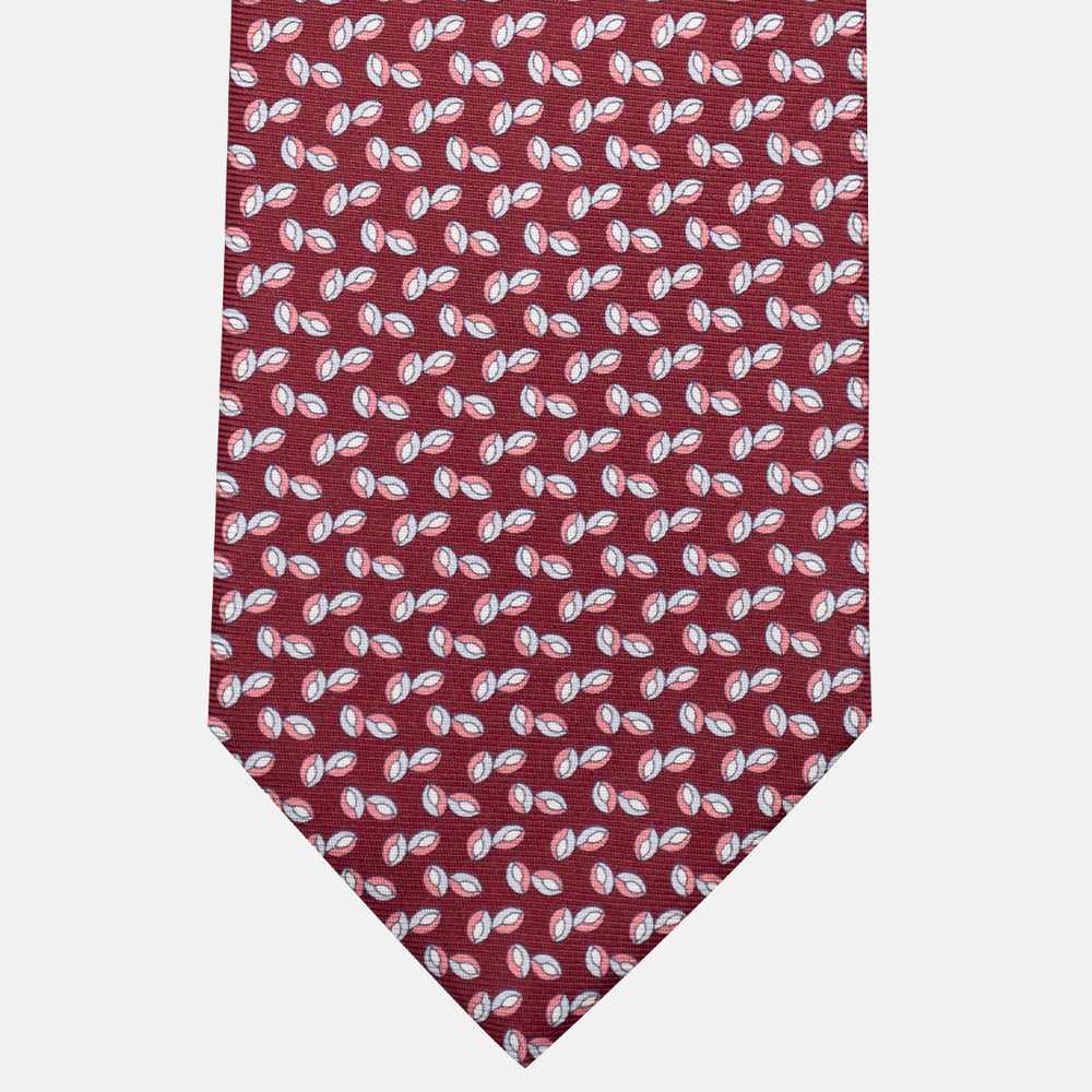 3-Fold Silk Tie, Micro Pattern, Bordeaux - JA056336-9