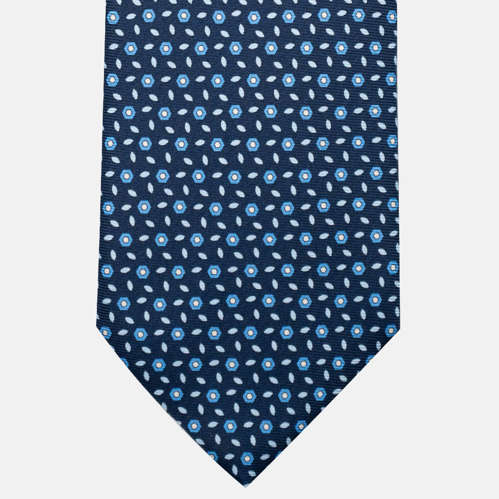 3-Fold Silk Tie, Floral Pattern, Light Blue - JA057079-9