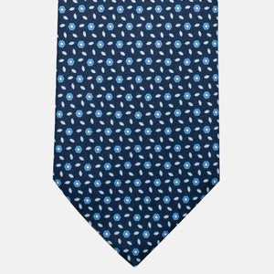 3-Fold Silk Tie, Floral Pattern, Light Blue - JA057079-9