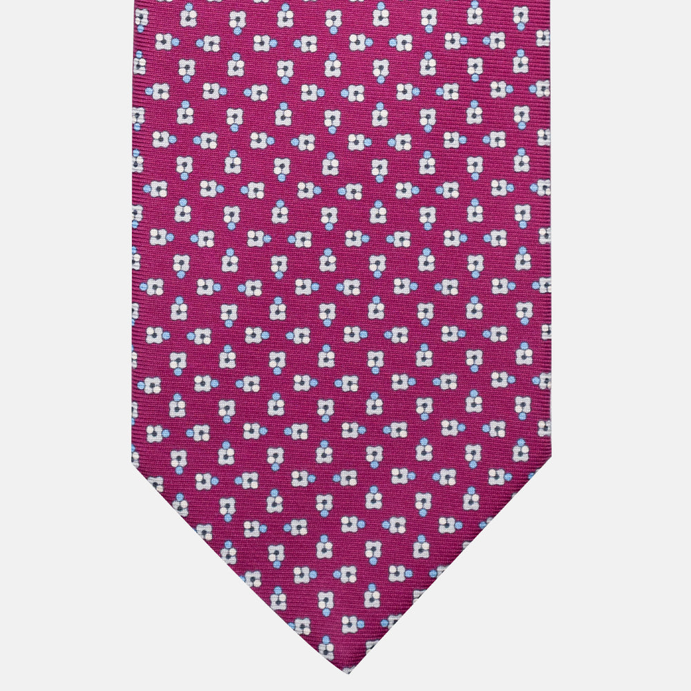 3-Fold Silk Tie, Floral Pattern, Bordeaux - JA057247-9