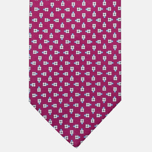 3-Fold Silk Tie, Floral Pattern, Bordeaux - JA057247-9