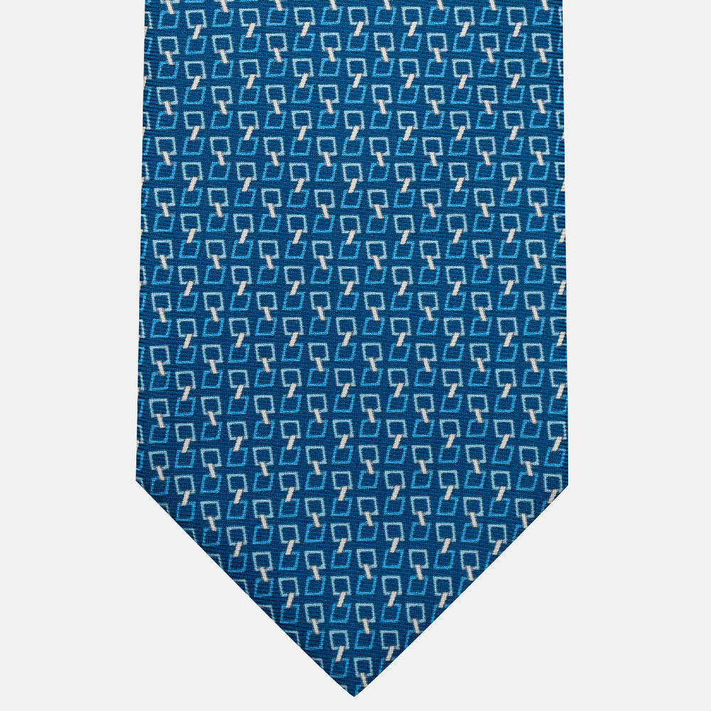 3-Fold Silk Tie, Chain Pattern, Light Blue - JA057083-9